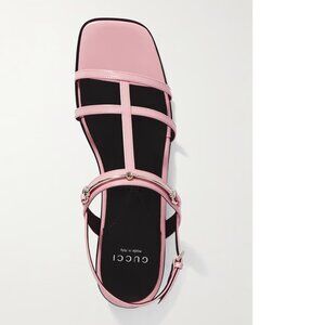 NIB Gucci Divine pink patent leather slim Horsebit flat sandals IT 39/ US 9